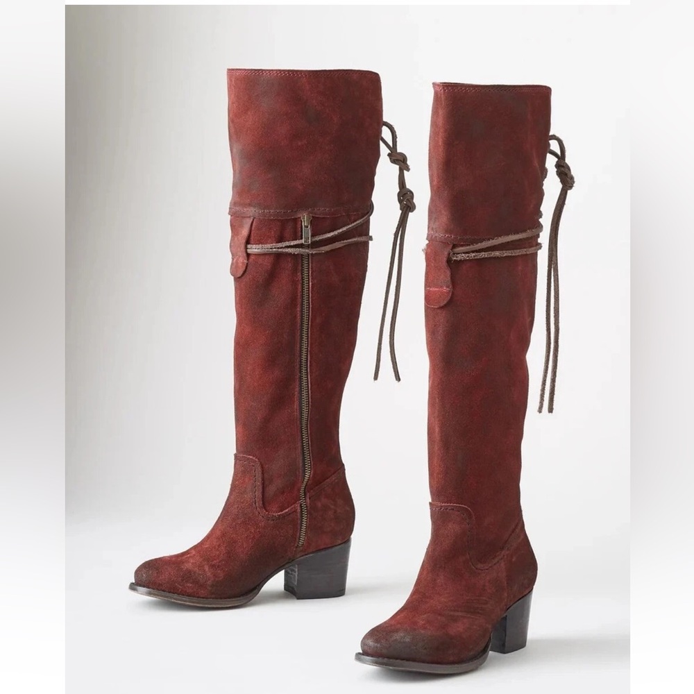 Women's Over-the-Knee Suede Boots in Burgundy